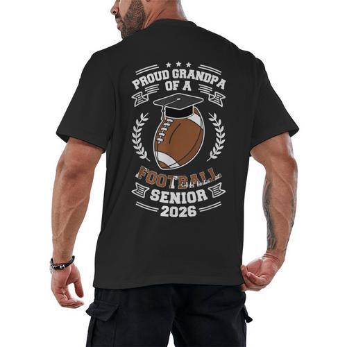 Proud Grandpa Of a 2026 Football Senior Graduation Men's Back Print T-Shirt - Best Gift Smart