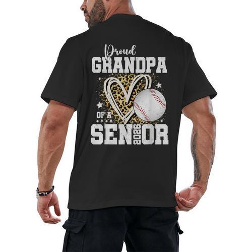 Proud Grandpa Of A 2026 Senior Baseball Graduation Leopard Men's Back Print T-Shirt - Best Gift Smart