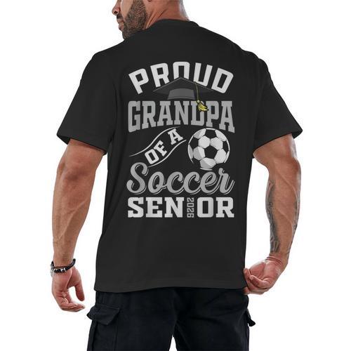 Proud Grandpa Of a Soccer Senior Class Of 2026 Graduation Men's Back Print T-Shirt - Best Gift Smart