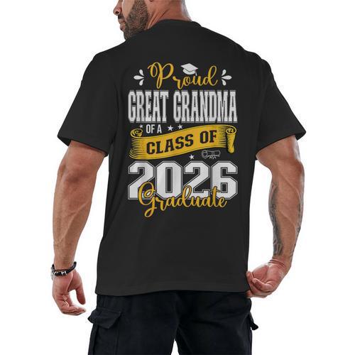 Proud Great Grandma Of a Class Of 2026 Graduate Graduation Men's Back Print T-Shirt - Best Gift Smart