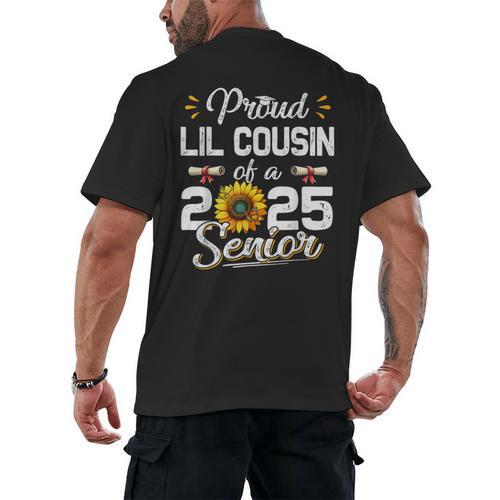 Proud Lil Cousin Of A Class Of 2025 Senior Graduation 2025 Men's Back Print T-Shirt - Best Gift Smart