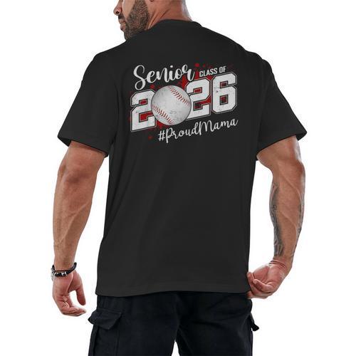 Proud Mama Of A 2026 Senior Baseball Graduation Mom Men's Back Print T-Shirt - Best Gift Smart