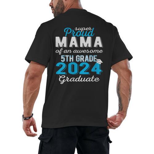 Proud Mama Of 5th Grade Graduate 2024 Elementary Graduation Men's Back Print T-Shirt - Best Gift Smart
