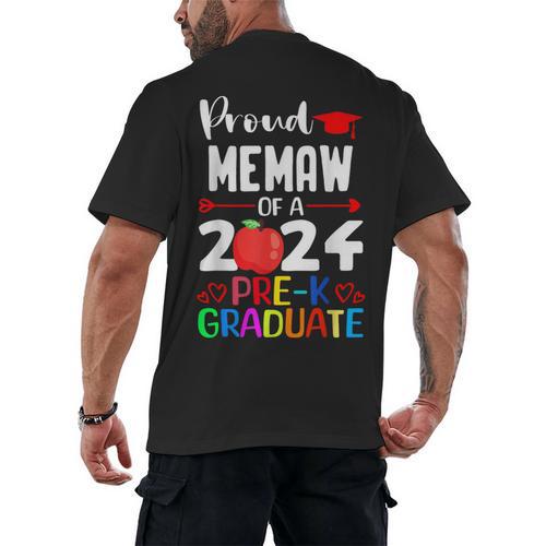 Proud MEMAW Of 2024 Pre-K Graduation Graduate Senior 2024 Men's Back Print T-Shirt - Best Gift Smart