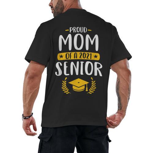 Proud Mom Of A 2021 Senior Shirt Class Graduation 2021 Mommy Men's Back Print T-Shirt - Best Gift Smart