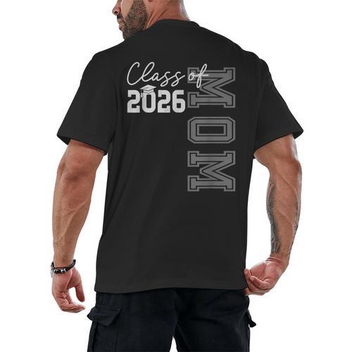 Proud Mom Of A 2026 Graduate Grad Senior Mother Graduation Men's Back Print T-Shirt - Best Gift Smart