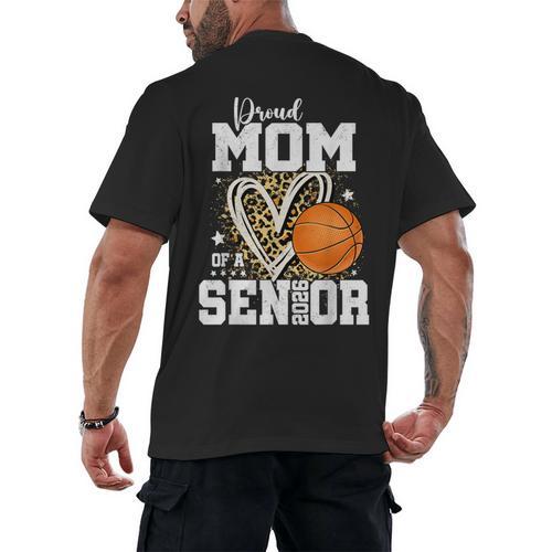 Proud Mom Of A 2026 Senior Basketball Graduation Leopard Men's Back Print T-Shirt - Best Gift Smart