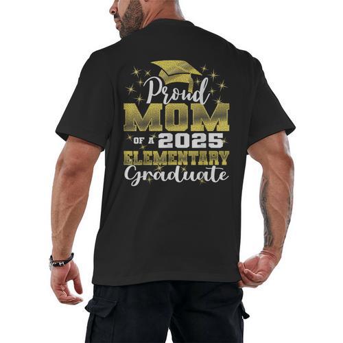 Proud Mom Of 5th Grade Graduate 2025 Elementary Graduation Men's Back Print T-Shirt - Best Gift Smart