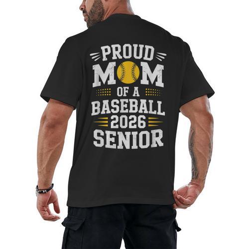 Proud Mom Of Baseball Senior 2026 Graduation Men's Back Print T-Shirt - Best Gift Smart