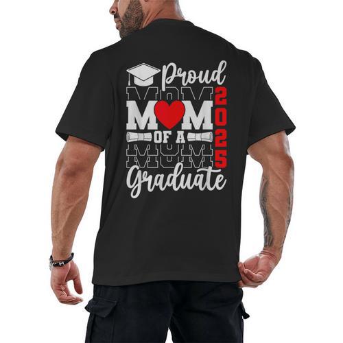 Proud Mom Of a Class Of 2025 Graduate Senior Mom Graduation Men's Back Print T-Shirt - Best Gift Smart