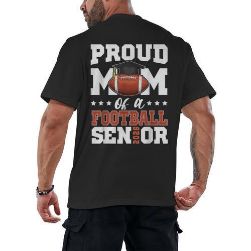 Proud Mom Of a Football Senior 2026 Graduation Gifts Men's Back Print T-Shirt - Best Gift Smart