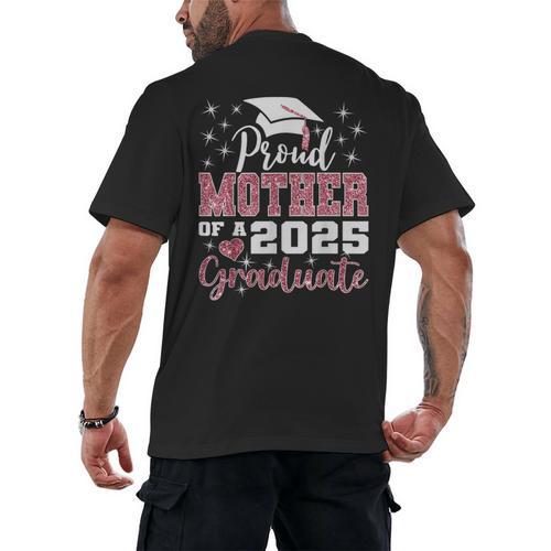 Proud Mother Of 2025 College Graduate Family Graduation Men's Back Print T-Shirt - Best Gift Smart