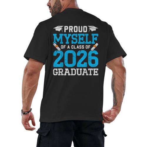 Proud Myself Of A Class Of 2026 Graduate Senior Graduation Men's Back Print T-Shirt - Best Gift Smart