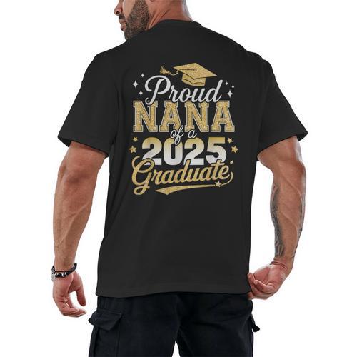 Proud Nana Of a Class Of 2025 Graduate Senior Graduation Men's Back Print T-Shirt - Best Gift Smart