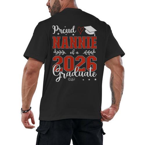 Proud Nannie Of A Class Of 2026 Graduate Senior Graduation Men's Back Print T-Shirt - Best Gift Smart