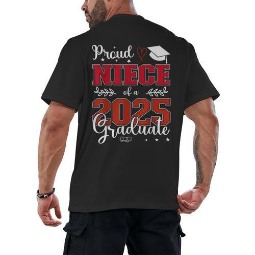 Proud Niece Of a Class Of 2025 Graduate For Graduation Men's Back Print T-Shirt - Best Gift Smart