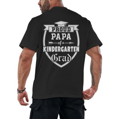 Proud Papa Of a Kindergarten Grad Father Graduation Shirt Men's Back Print T-Shirt - Best Gift Smart