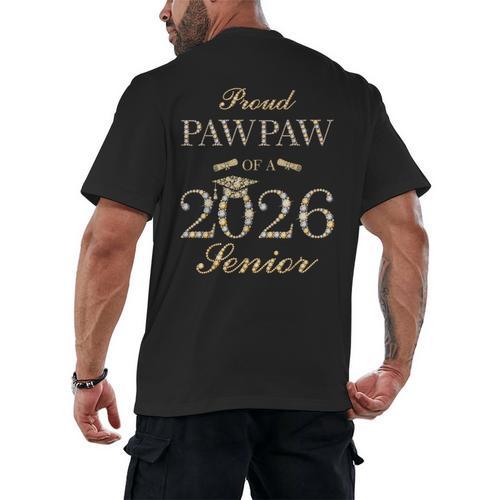 Proud Pawpaw Of A 2026 Senior Graduate Graduation Men's Back Print T-Shirt - Best Gift Smart