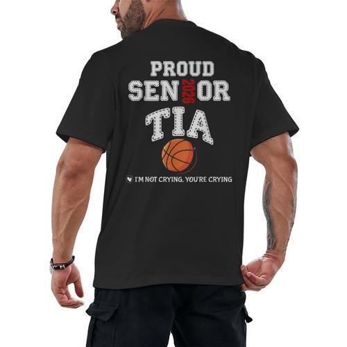 Proud Senior Tia 2026 Graduation Basketball Player Men's Back Print T-Shirt - Best Gift Smart