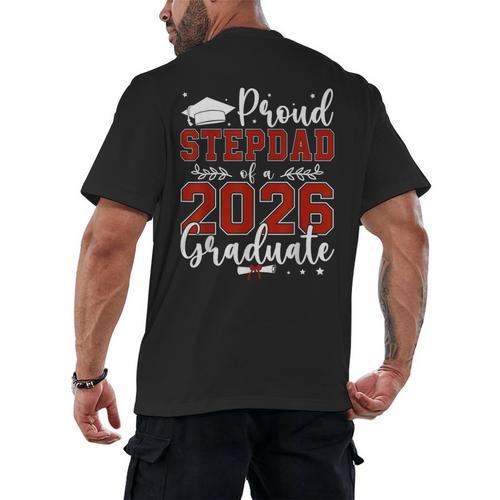 Proud Stepdad Of a Class Of 2026 Graduate For Graduation Men's Back Print T-Shirt - Best Gift Smart