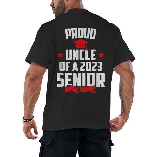 Proud Uncle Of A 2023 Senior Class Of 2023 Graduation Men's Back Print T-Shirt - Best Gift Smart