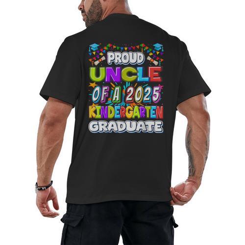 Proud UNCLE Of a 2025 Kindergarten Graduate Graduation Men's Back Print T-Shirt - Best Gift Smart