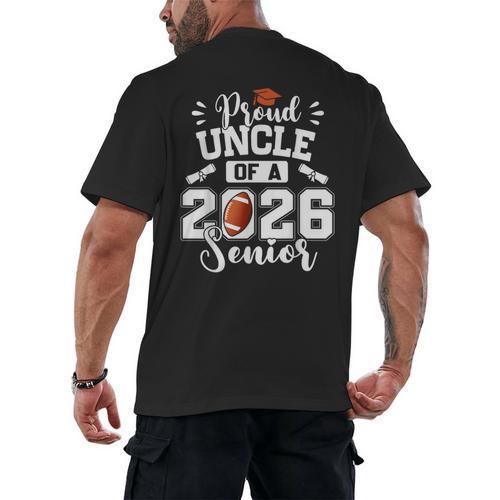 Proud Uncle Of A 2026 Senior Football Graduation Men's Back Print T-Shirt - Best Gift Smart