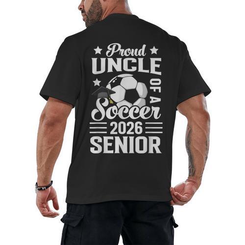 Proud Uncle Of a Soccer Senior 2026 Graduation Men's Back Print T-Shirt - Best Gift Smart