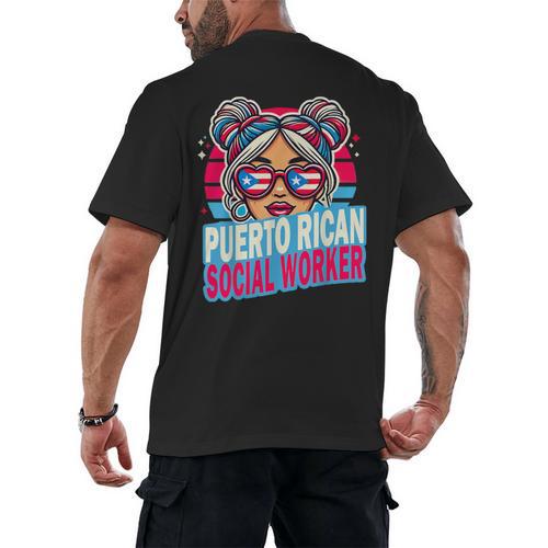 Puerto Rican Latina Social Worker MSW Masters Graduation Men's Back Print T-Shirt - Best Gift Smart