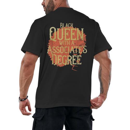Queen Associate Degree Afrocentric Graduation T Shirt Men's Back Print T-Shirt - Best Gift Smart