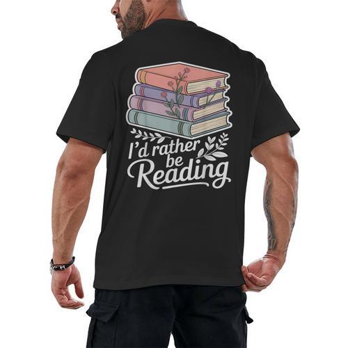 Rather Be Reading Book Lover Stack Men's Back Print T-Shirt - Bookorys DE