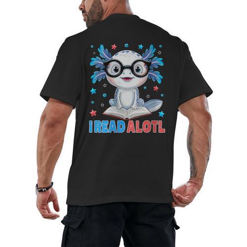 I Read Alotl Cute Axolotl Reading Book Lover Men's Back Print T-Shirt - Bookorys