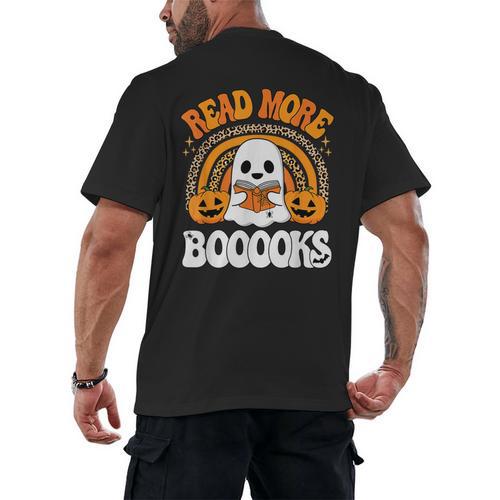 Read More Books Booooks Ghost Pumpkin Cute Teacher Halloween Men's Back Print T-Shirt - Bookorys