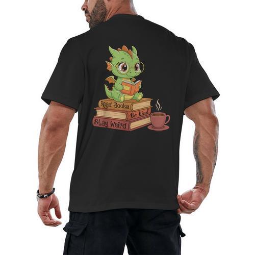 Read Books Be Kind Stay Weird Reading Bookworm Reader Men's Back Print T-Shirt - Bookorys