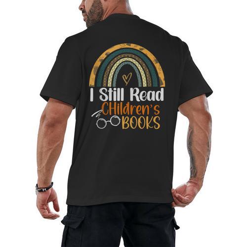 I Still Read Children's Books Rainbow Men's Back Print T-Shirt - Bookorys DE