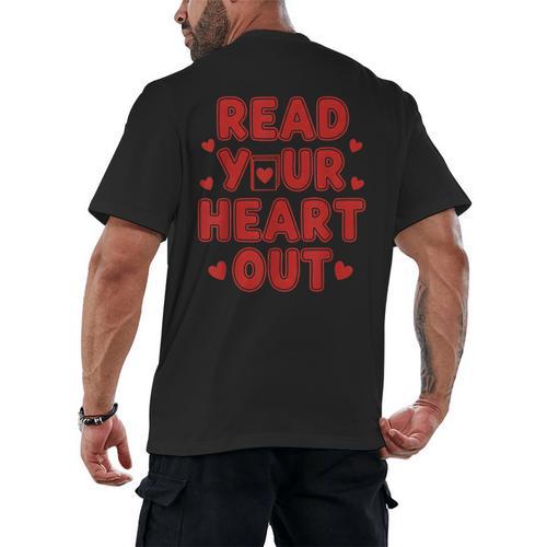Read Your Heart Out Book Lover Reading Teachers Kids Men's Back Print T-Shirt - Bookorys
