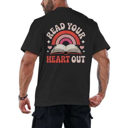 Read Your Heart Out Book Lovers Emotional Fall Vibes Men's Back Print T-Shirt - Bookorys DE