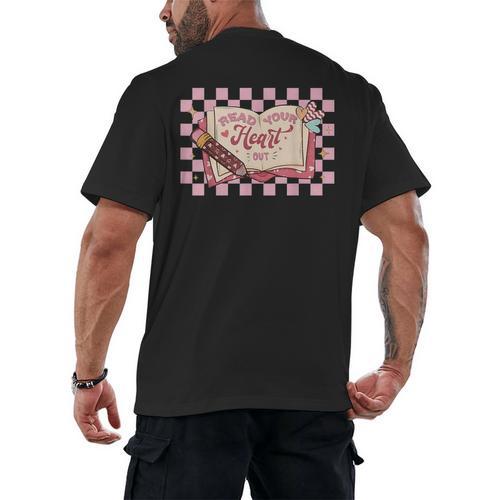 Read Your Heart Out Valentine Reading Book Teacher Student Men's Back Print T-Shirt - Bookorys