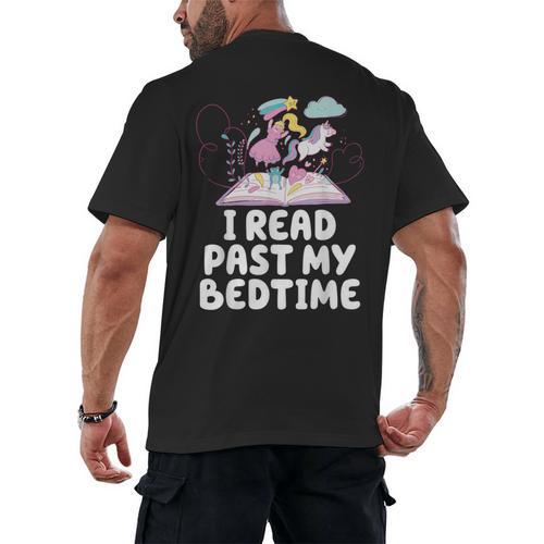 I Read Past My Bedtime Reading Unicorn Book Lover Men's Back Print T-Shirt - Bookorys CA