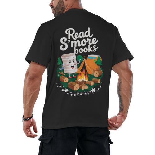 Read S'More Books Around Campfire National Book Week Men's Back Print T-Shirt - Bookorys DE