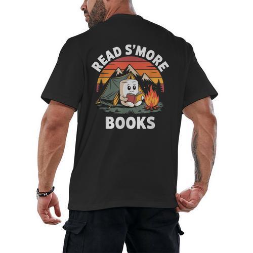 Read S'More Books Cute Campfire Reading Book Lovers Men's Back Print T-Shirt - Bookorys