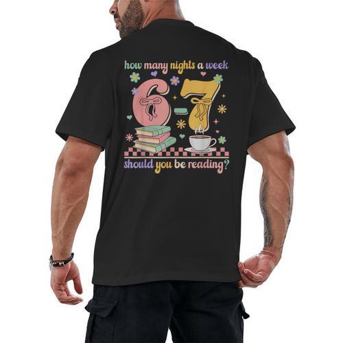 Reading 67 Teacher Six Seven Reading 6 7 Book Lover Men's Back Print T-Shirt - Bookorys