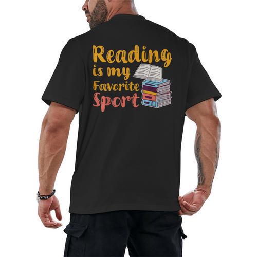 Reading Is My Favorite Sport Book Lovers Men's Back Print T-Shirt - Bookorys