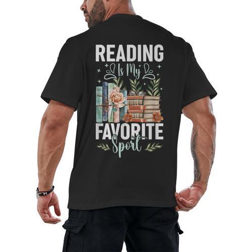 Reading Is My Favorite Sport Bookworm Men's Back Print T-Shirt - Bookorys