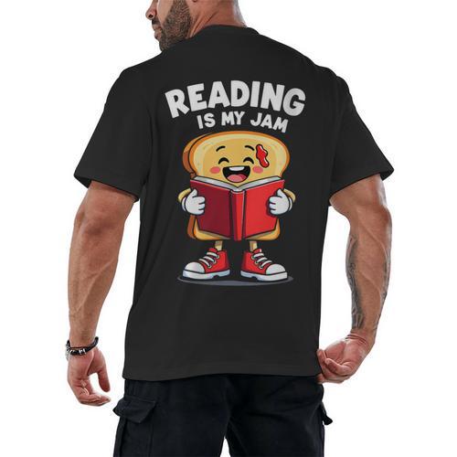 Reading Is My Jam I Love To Read Books Men's Back Print T-Shirt - Bookorys