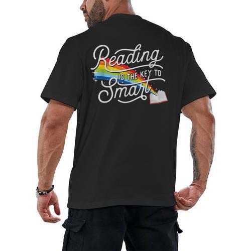 Reading Is The Key To Smart Book Lover Bookworm Reader Men's Back Print T-Shirt - Bookorys DE