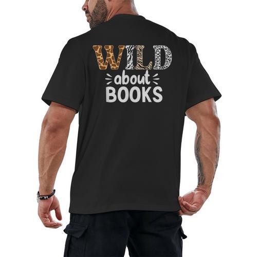 Reading Lover Wild About Books Reading Books And Bookworm Men's Back Print T-Shirt - Bookorys