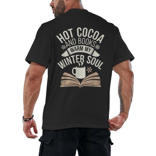 Reading All Winter Cozy Book Lover And Literary Escape Men's Back Print T-Shirt - Bookorys