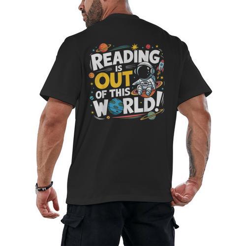 Reading Is Out Of This World Space Book Lover Kids Men's Back Print T-Shirt - Bookorys CA