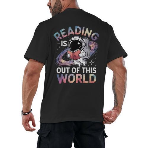 Reading Is Out Of This World Space Book Lover Men's Back Print T-Shirt - Bookorys